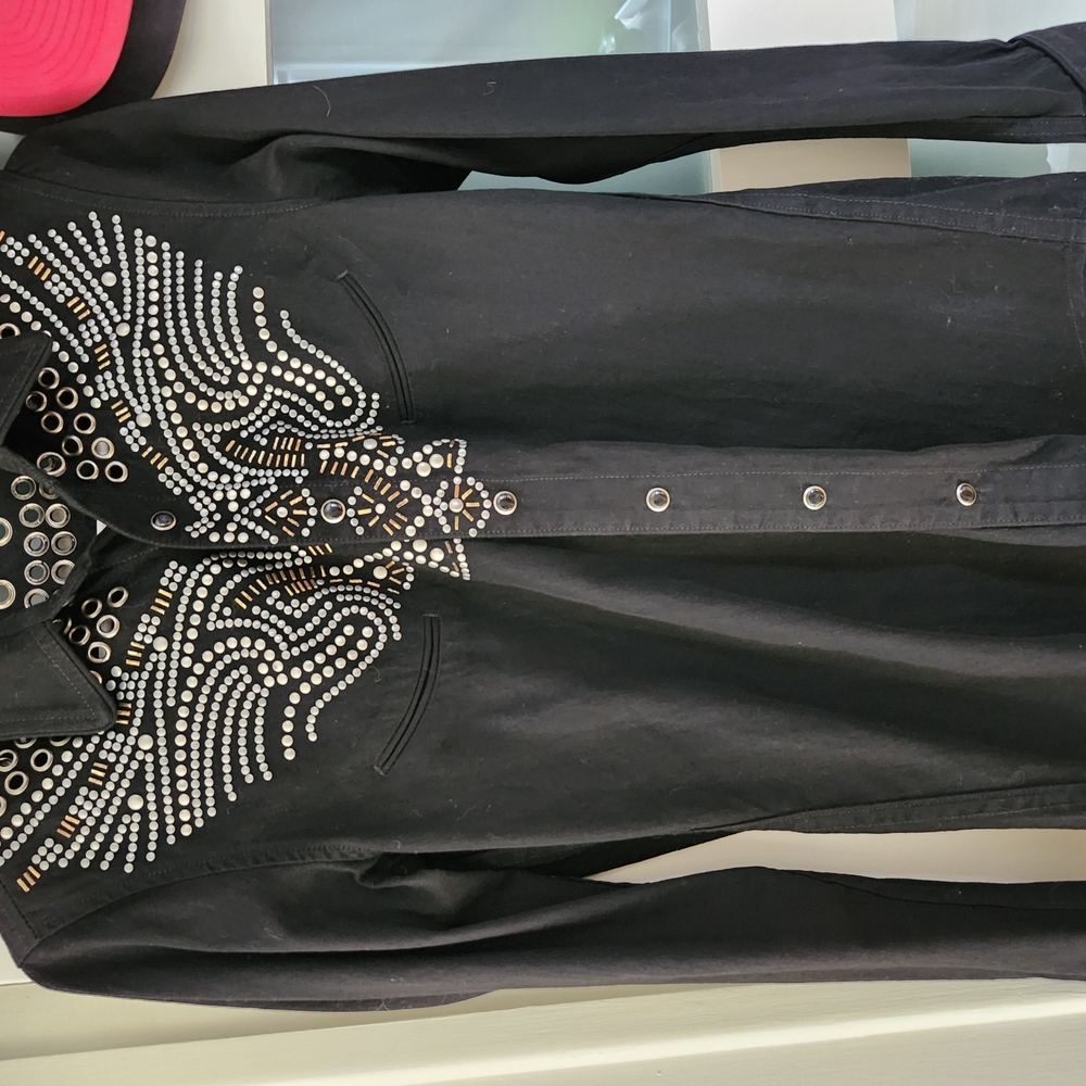 Black Western Studded Button-Up Shirt
